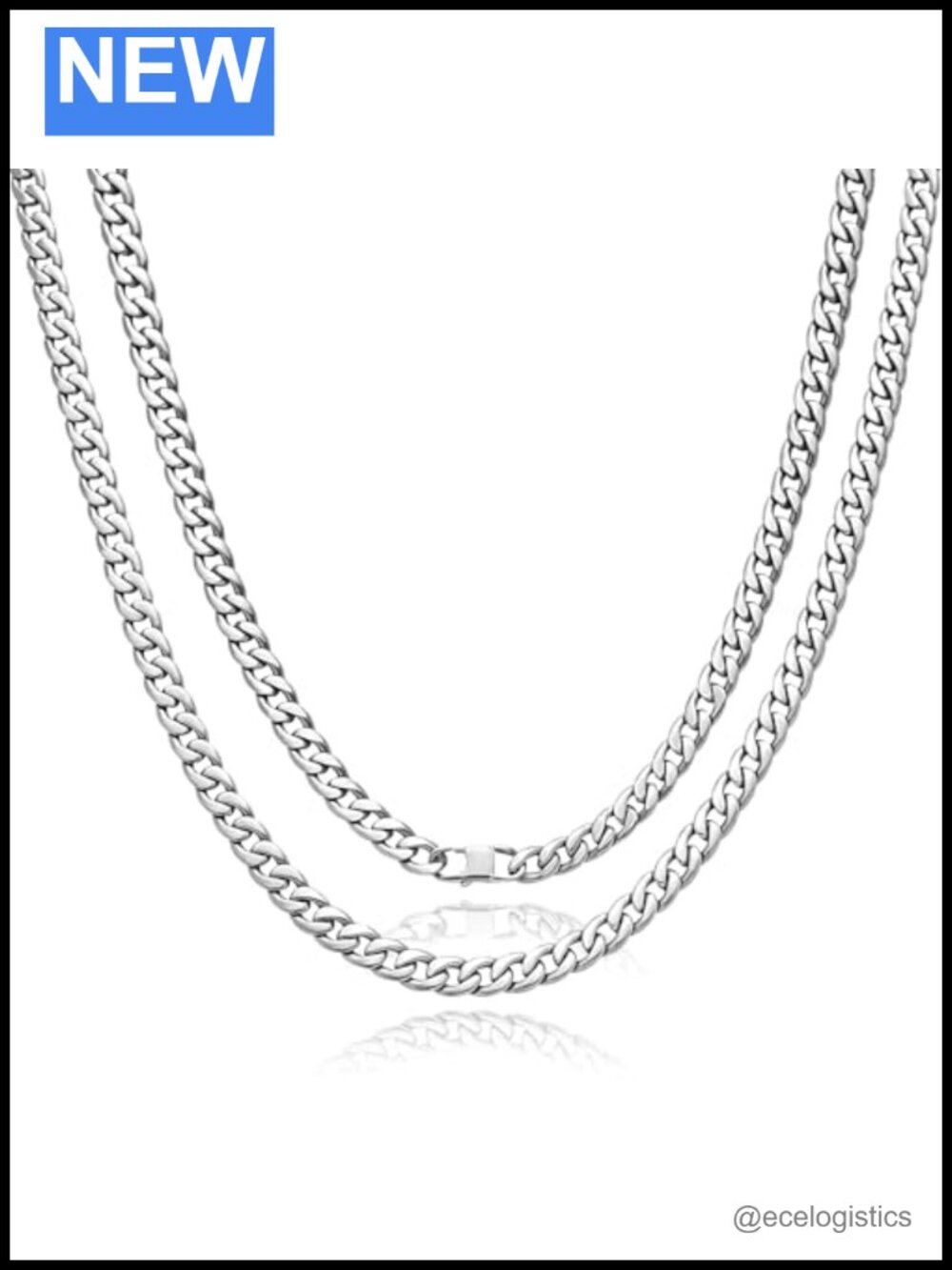 Pure Titanium Cuban Link Chain Necklace 7.2mm Polished
